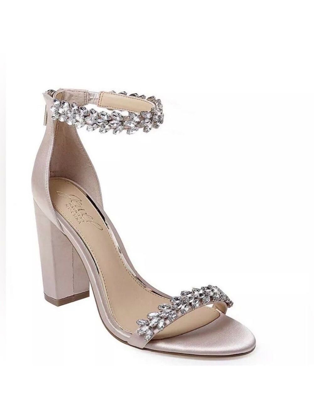 Jewel Badgley Mischka Mayra Block Heel Evening Sandals - Size 7.5